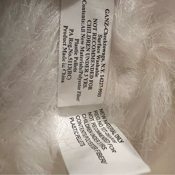 Ganz Webkinz Persian‎ Cat Kitten White Pink Bow Plush Stuffed Animal Toy No Code - Picture 8 of 9